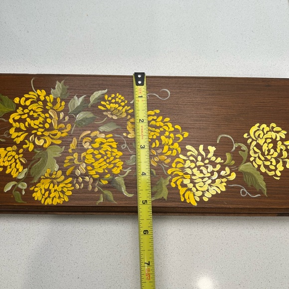 Vintage Hand Painted Wooden Plaques Floral Flowers Yellow Coral - Picture 4 of 5